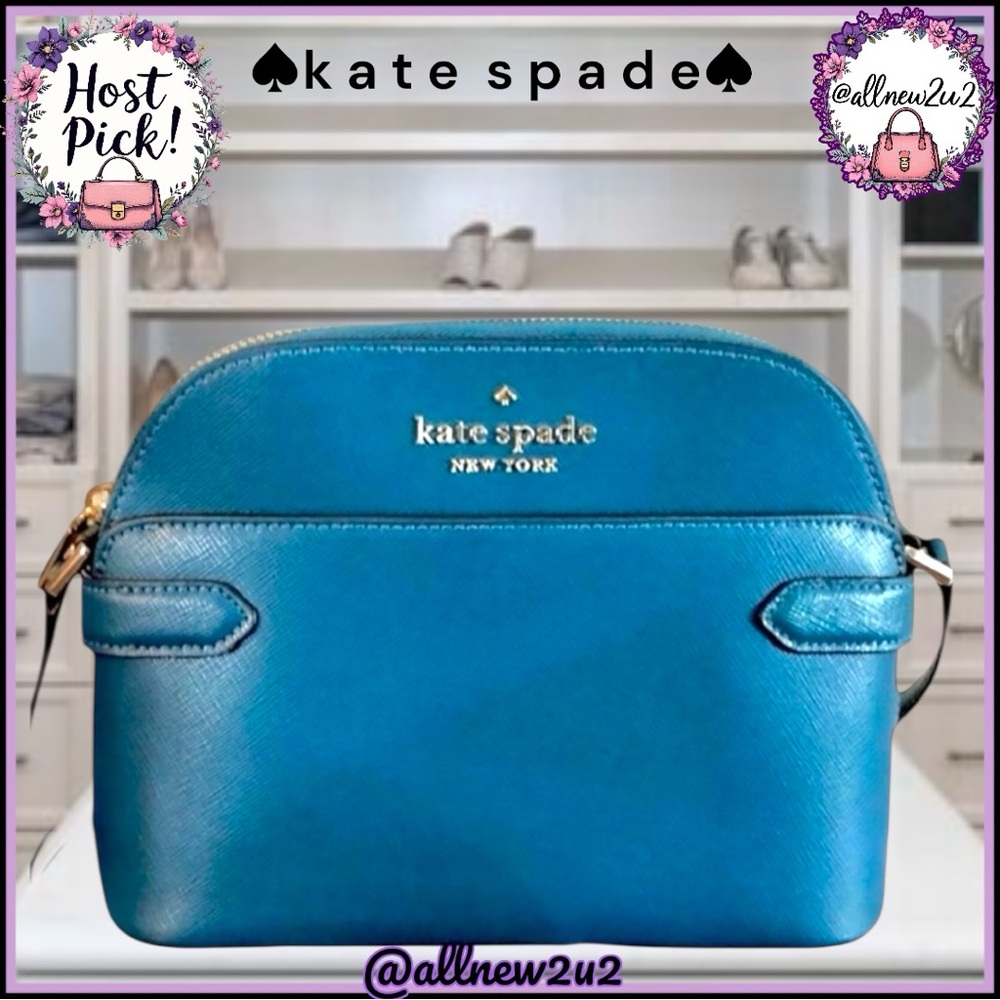 Kate Spade Set 2 Pc Staci Dome Crossbody Cardholder Saffiano Leather Peacock HP!